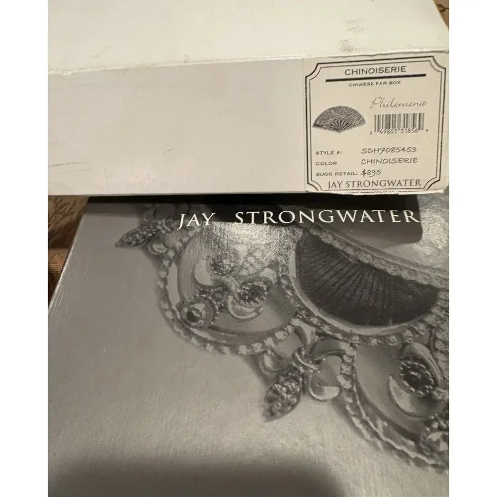 Jay Strongwater Fan Philomena Trinket Box Enameled & Jeweled Chinese Oriental - Picture 13 of 13